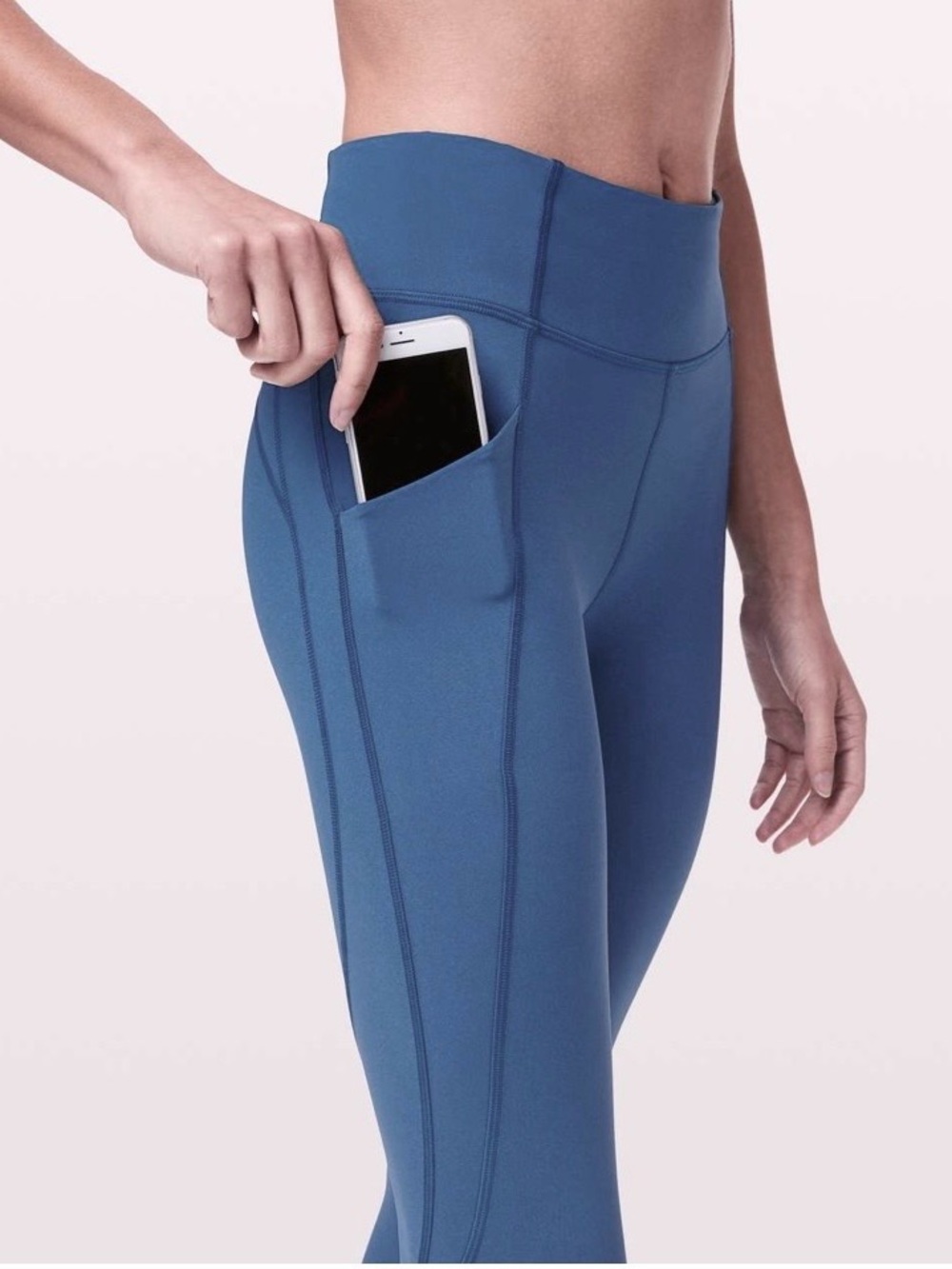 Lululemon Time To Sweat Crop 23" Running Leggings in Teal Blue, Size 4